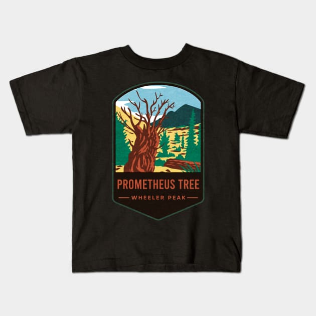 Prometheus Tree Wheeler Peak Kids T-Shirt by JordanHolmes